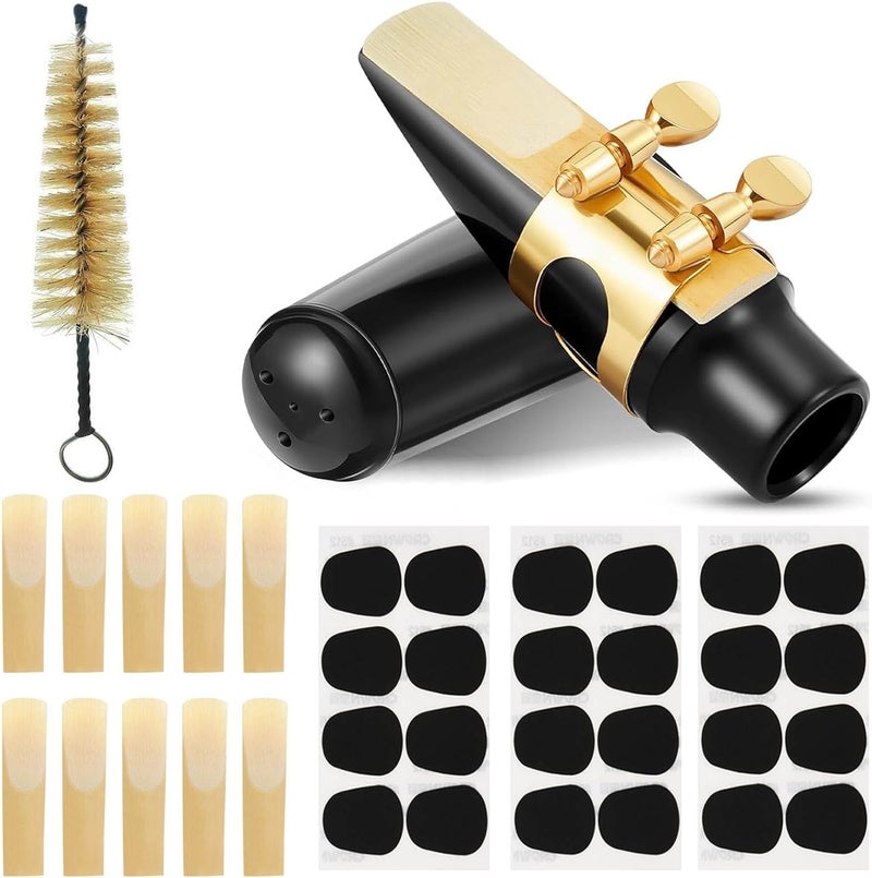 REMAGIC Alto Saxophone Mouthpiece Kit, Sax Mouthpiece Kit with Cap & Metal Ligature & 10 Reeds & 24 Cushions Pads, Strength Saxophone Reeds 2.5 Reeds for Alto Use Replacement - Image 1